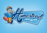 Full-color retro logotype and character design for Homestead Heat & Air