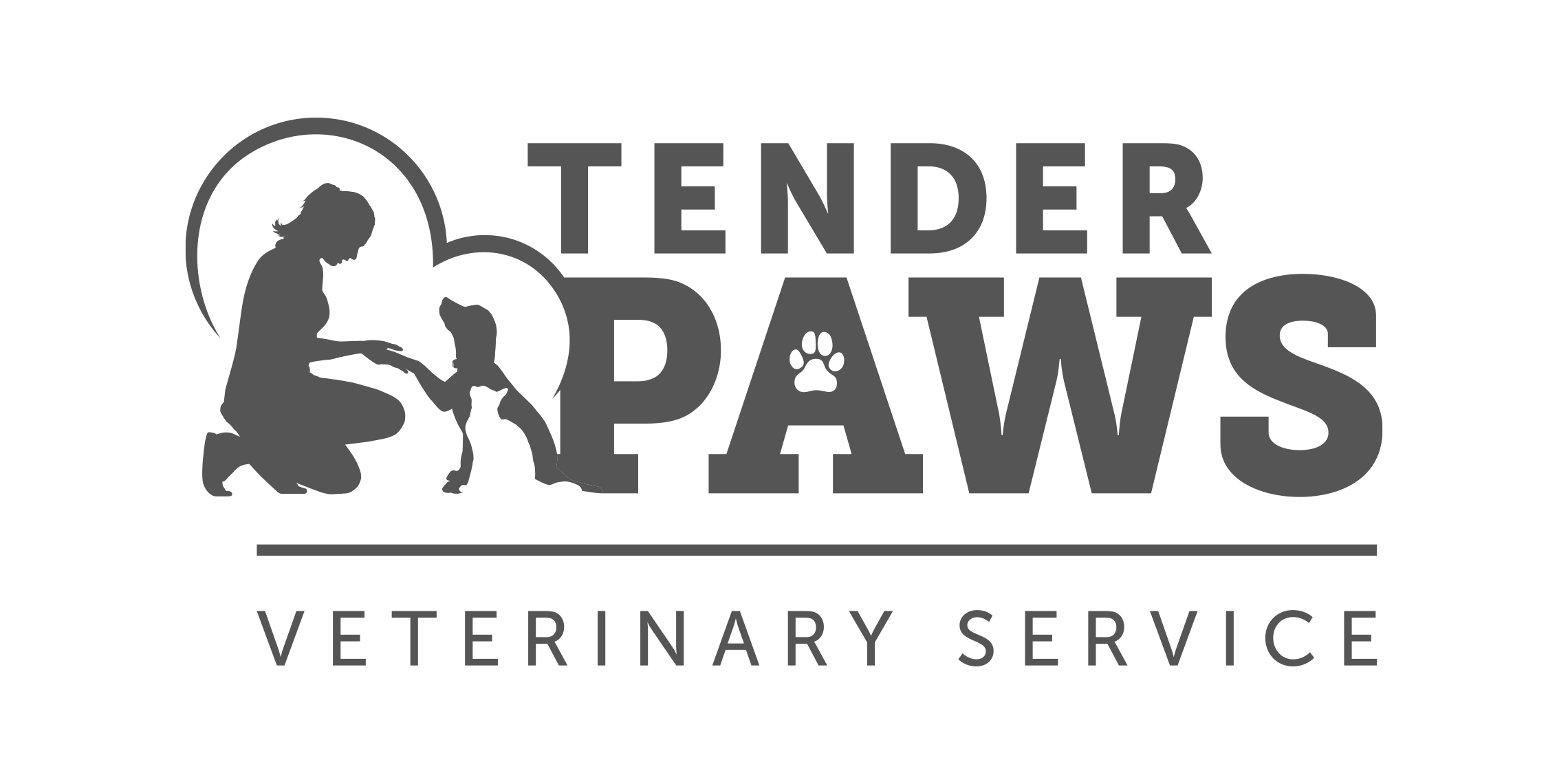 Tender Paws Veterinary Service Logo Design (1-color version)