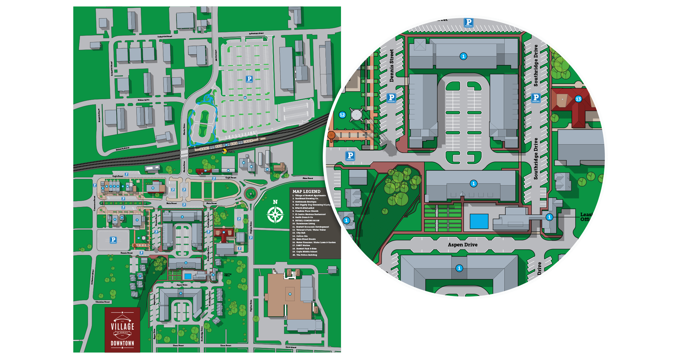 Rowlett Downtown Parking Map