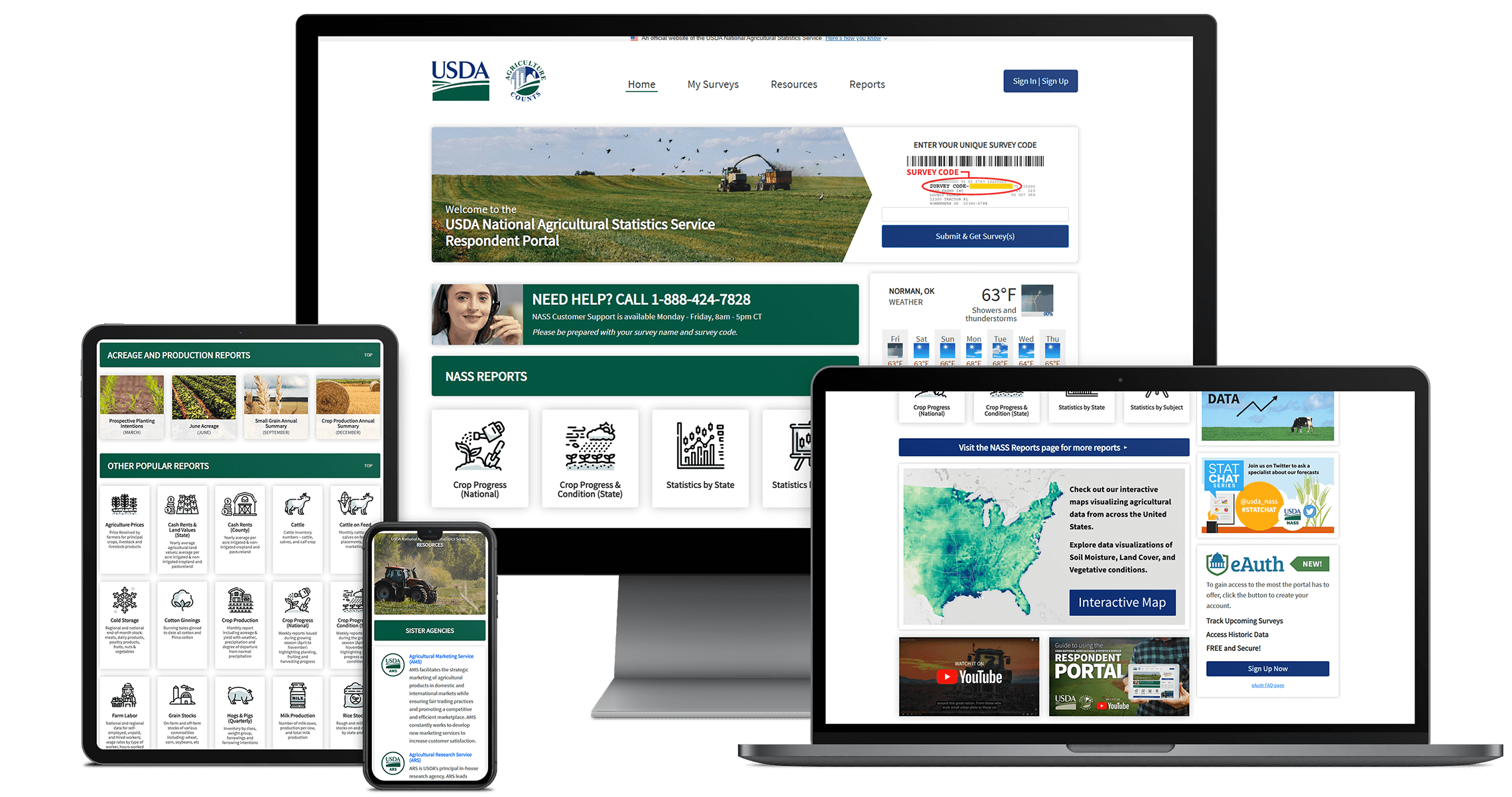 USDA National Agricultural Statistics Service Respondent Portal UI